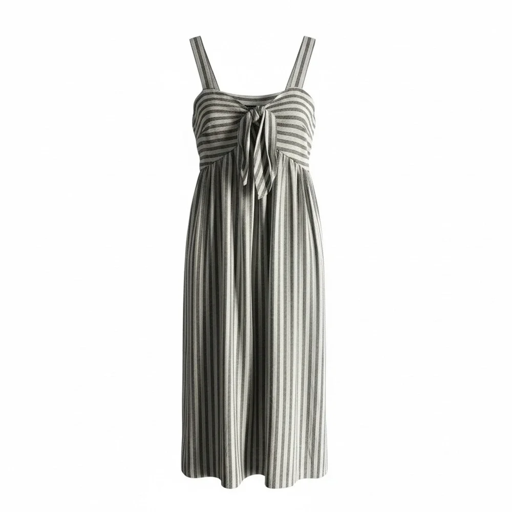 Who What Wear‎ Women Babydoll Striped Linen Blend Midi Dress Size XXL Pockets - Picture 12 of 16